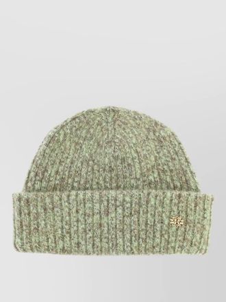 Ganni wool mohair beanie hat ribbed turn up