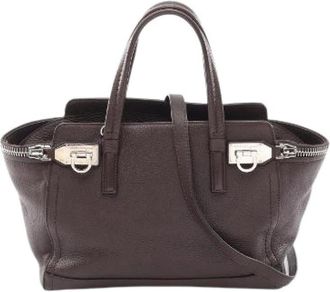 Ferragamo Pre-owned Gancini 2way leren handtas - Dames - Vintage Handtas - Bruin - ONE Size - Leer - Vintage