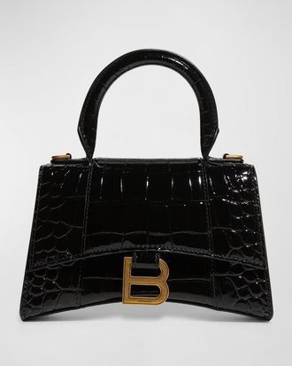 Balenciaga Hourglass XS Croc-Embossed Bag