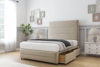 Sloomy Monaco Coniston Divan Set 4 Drawers-54 Headboard-Footboard in Cream | Size: Small Double