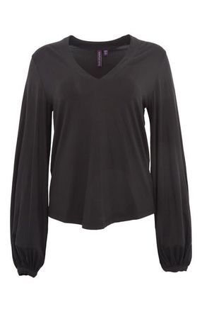 Lords of Harlech Val Long Sleeve V-neck Top in Black at Nordstrom, Size Xx-Large