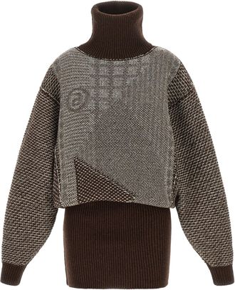 Maison Margiela Geometric Jacquard Turtleneck Sweater - Brown