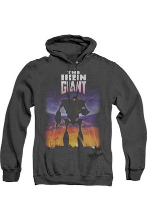 Gildan Iron Giant Poster Adult Heather Hoodie / Hooded Sweatshirt