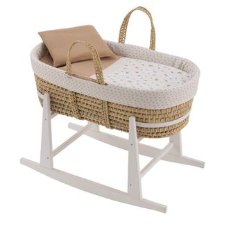 Cambrass Mois&eacute;s palma acolchado + patas madera blancas 39x80x61 cm beige