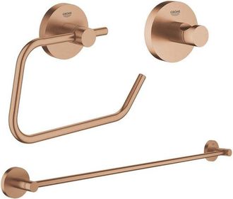 GROHE Essentials accessoireset 3-delig met handdoekhouder, handdoekhaak en toiletrolhouder zonder klep Brushed warm sunset