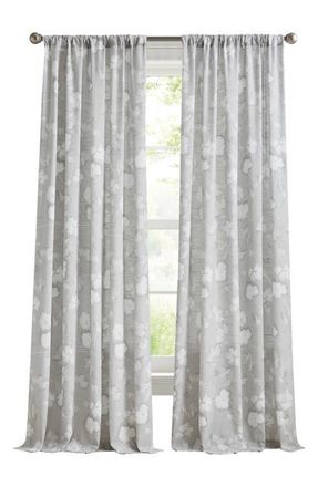 DKNY Dandelion Floral Print Set of 2 Poletop Curtain Panels in Grey at Nordstrom, Size 50X84