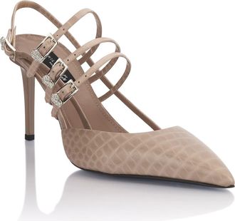 Philipp Plein Cocco Print High Heels Slingbacks Skull Belts 9 Women in Beige at Nordstrom, Size 35