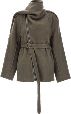 Rick Owens Wool Blend Scarfed Jacket