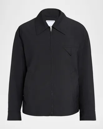 Bottega Veneta Men & apos;s Wool Triangle-Pocket Full-Zip Blouson