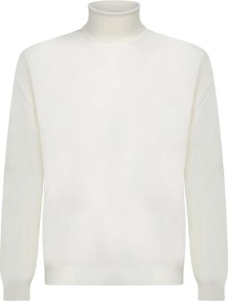 Dell'Oglio Witte Gebreide Kleding voor Moderne Mannen - Heren - Coltruien - Wit - 2XL - Truien & Vesten