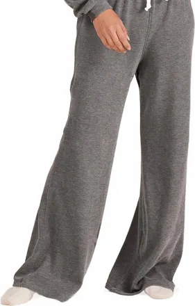 bobi Wide Leg Drawstring Pants In Dark Grey