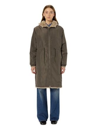 Gerard Darel Mayline Reversible Faux Fur Parka Coat in Khaki Green at Nordstrom, Size X-Large