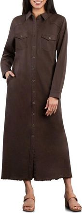 Wash Lab Denim Long Sleeve Denim Maxi Shirtdress in Chocolate Brown at Nordstrom, Size X-Large
