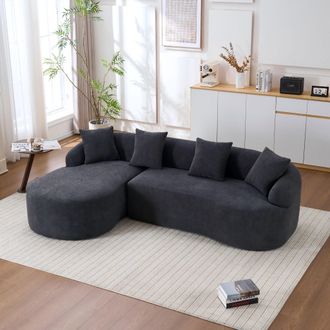 STILVORA Sof&aacute; Modular Curvo - Chaise Longue Izquierda + Sof&aacute; De 2 Plazas En Forma De L, Tapizado En Chenilla, No Requiere Montaje, C&oacute;modo Y Elegante Para Sal&oacute;n