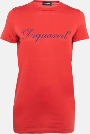 Dsquared2 Red Logo Print Jersey Short Sleeve T-Shirt