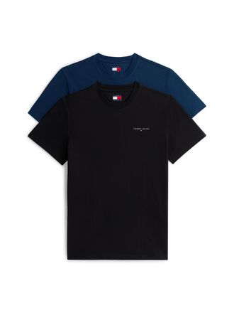 Tommy Jeans T-Shirt TOMMY JEANS TJM SLIM FIT LINEAR 2PACK, Herren, Gr. 4XL, schwarz, schwarz night navy, Single Jersey, Obermaterial: 100% Baumwolle, slim fit, Ru