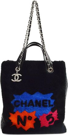 Chanel 2014 Nº5 shearling tote bag - women - other fibers/CALFSKIN - One Size - Black