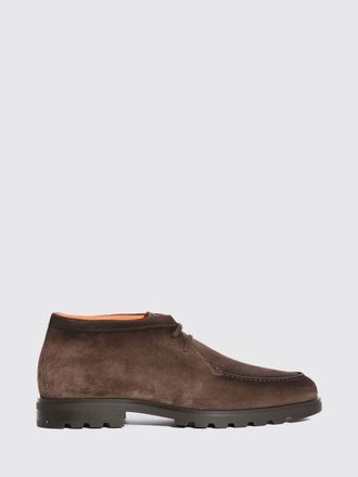 Santoni Polacchino in pelle scamosciata con chiusura stringata e suola dentellata
