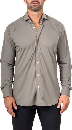 Maceoo Eins Shaped Fit Marthy3015 Green Knit Button-Up Shirt at Nordstrom, Size 6
