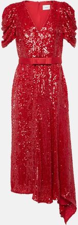 Erdem Asymmetric sequined midi dress