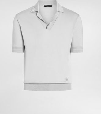 Dolce & Gabbana Satin Silk Polo Shirt - Man Sweaters And Cardigans Gray 44