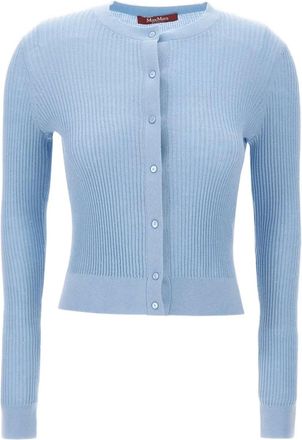 Max Mara Cardigan a coste con paillettes - Blu