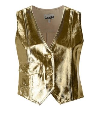 Ganni Gold Denim Vest