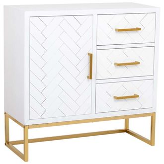 Wanderlust Deco Aparador 1 puerta y 3 cajones de madera y metal 80x34x80