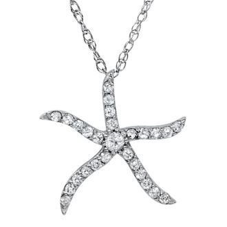 Pompeii3 1/4ct Diamond Starfish Pendant 10K White Gold W/ 18 Chain