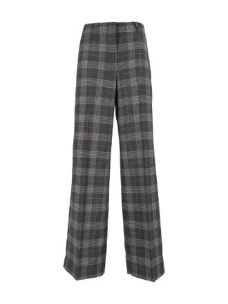 PESERICO Plaid High-Waist Wide-Leg Pants