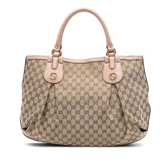 Gucci Pre-owned Womens Large Gg Canvas Scarlett Tote - Tan Textile - One Size