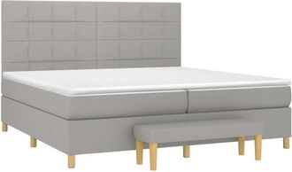 vidaXL Vidaxl - Cama Box Spring Con Colch&oacute;n Tela Gris Claro 200x200 Cm