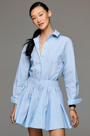 Avec Les Filles Waisted Long-Sleeve Shirt Dress