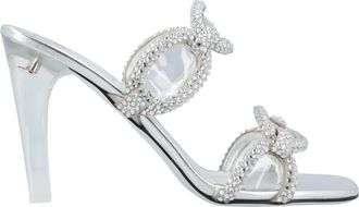 Valentino All-Over Rhinestone Sandal - Dames - Muiltjes - Grijs - 38 1/2 EU - Leer - Schoenen