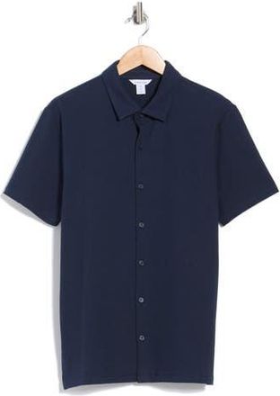 Calvin Klein Seersucker Button Front Polo in Dark Sapphire at Nordstrom Rack, Size Xx-Large