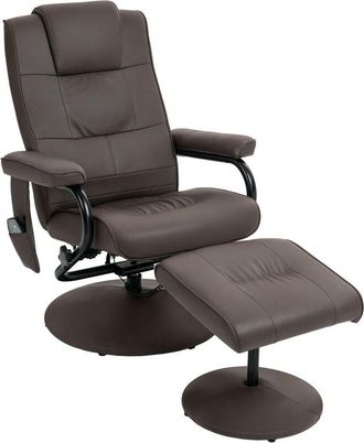 HOMCOM Homcom - Sill&oacute;n Relax Reclinable Con Reposapi&eacute;s Sill&oacute;n De Masaje El&eacute;ctrico Con 10 Puntos De Masaje Sill&oacute;n Relax Giratorio Con Mando A Distancia Marr&oacute;n