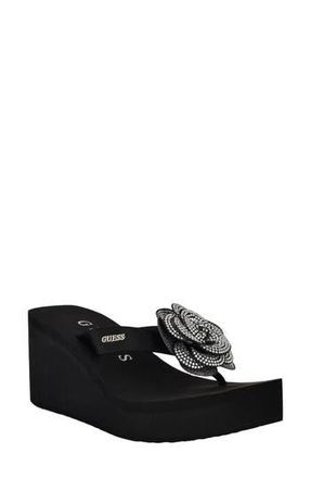 Guess Damani Platform Wedge Sandal in Black 001 at Nordstrom Rack, Size 9