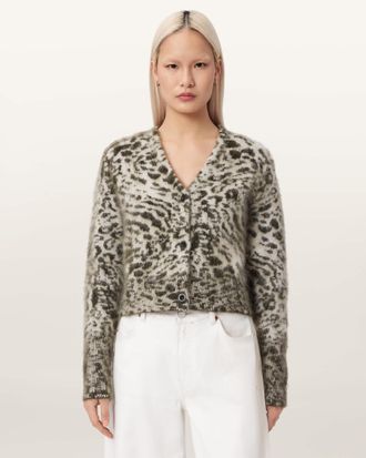 AllSaints Polyamide/Mohair Wick Amur Jacquard Cardigan, Size: XS