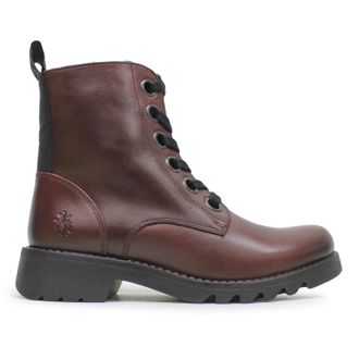 FLY London RAGI539FLY Rug Leather Womens Ankle Boots - Wine - Size:UK 5