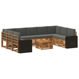vidaXL Set Di Divani Da Esterno 10 Pz Naturale E Antracite Poliestere Vidaxl
