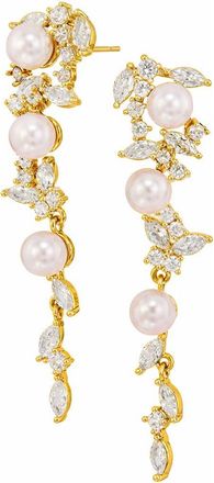 Savvy Cie Jewels Cubic Zirconia & Faux Pearl Cascade Earrings in Gold at Nordstrom Rack