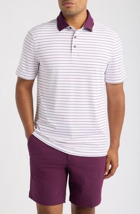 G/Fore Herringbone Stripe Performance Polo in Blush/dark Plum at Nordstrom, Size Xx-Large