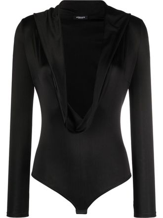 Versace Body met lange mouwen en diepe hals - Zwart