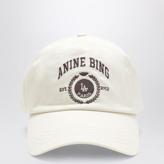 Anine Bing Cappello da baseball Jeremy color crema in cotone