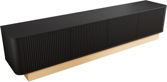 Urban Meuble Mueble TV negro de lujo con dise&ntilde;o ondulado y 4 puertas, 200 cm