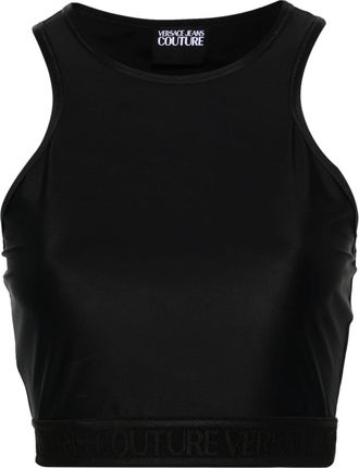 Versace Jeans Couture logo-underband crop top - women - Polyamide/Spandex/Elastane - 38 - Black