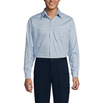 Lands End No Iron Supima Cotton Pinpoint Straight Collar Dress Shirt in Oasis Blue/white Ditsy at Nordstrom, Size 17.5 - 34