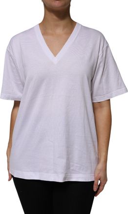 Dolce & Gabbana Womens White Cotton Short Sleeves V-Neck T-Shirt