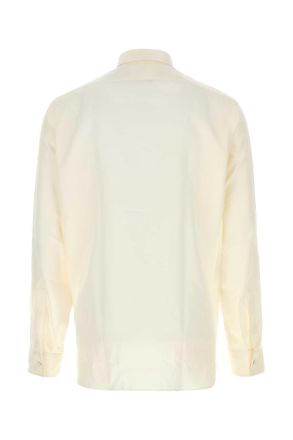 Tom Ford Mens Ivory Twill Shirt Chalk Silk Camicie