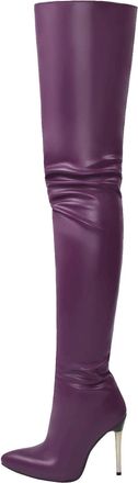Generic Purple,38,Ladies Patent Leather Thigh High Boots, Sexy Artificial PU Stiletto High Heel Over The Knee Boots, Large Size Stretch Side Zip Evening Party
